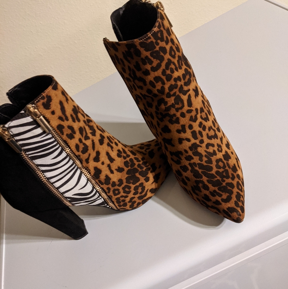 Animal print booties